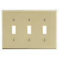 Hubbell Wiring Device-Kellems Wallplate, Mid-Size 3-Gang, 3) Toggle, Ivory PJ3I